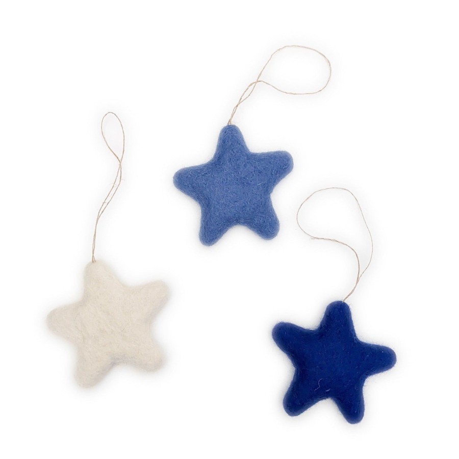 Eco Decor Friendsheep | Jumbo Bright Stars Eco Ornaments-Set Of 3-Blue