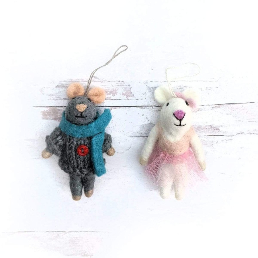 Eco Decor Friendsheep | Lulu And Marty Mouse Eco Ornaments-Set Of 2