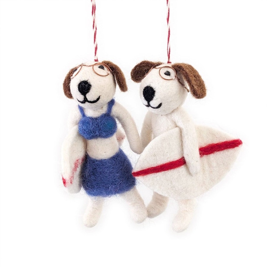 Eco Decor Friendsheep | Johnny And Tyler Surf Dog Eco Ornaments-Set Of 2