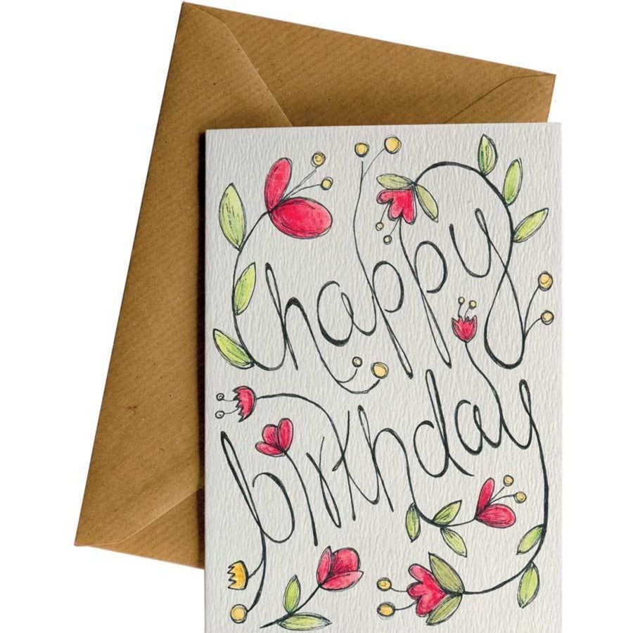 Eco Cards Friendsheep | Happy Birthday (Flowers)-Greeting Card