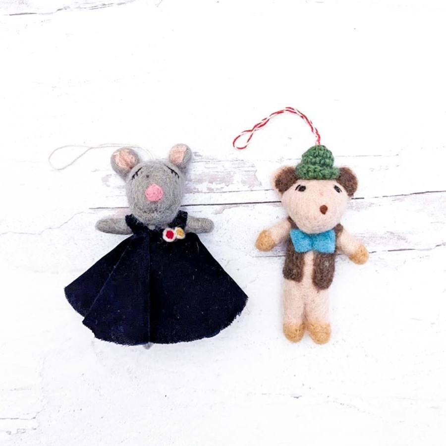 Eco Decor Friendsheep | Nana And Billy Mouse Eco Ornaments-Set Of 2