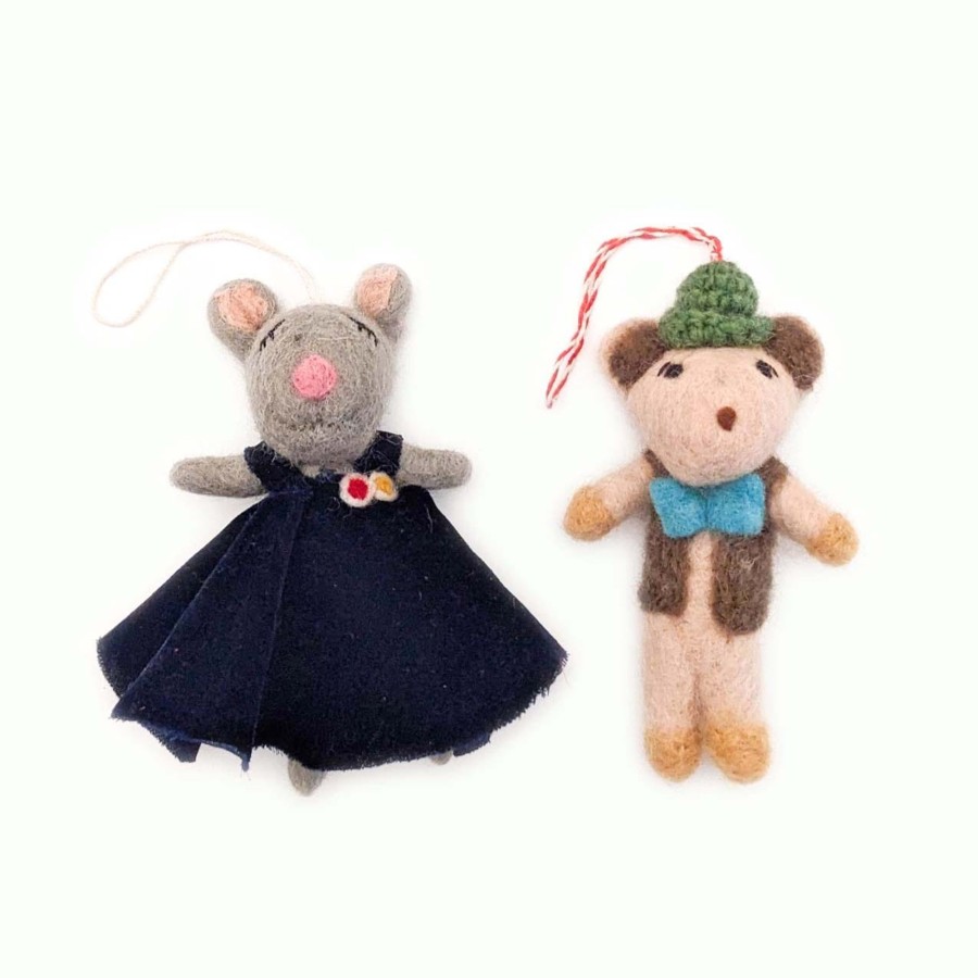 Eco Decor Friendsheep | Nana And Billy Mouse Eco Ornaments-Set Of 2