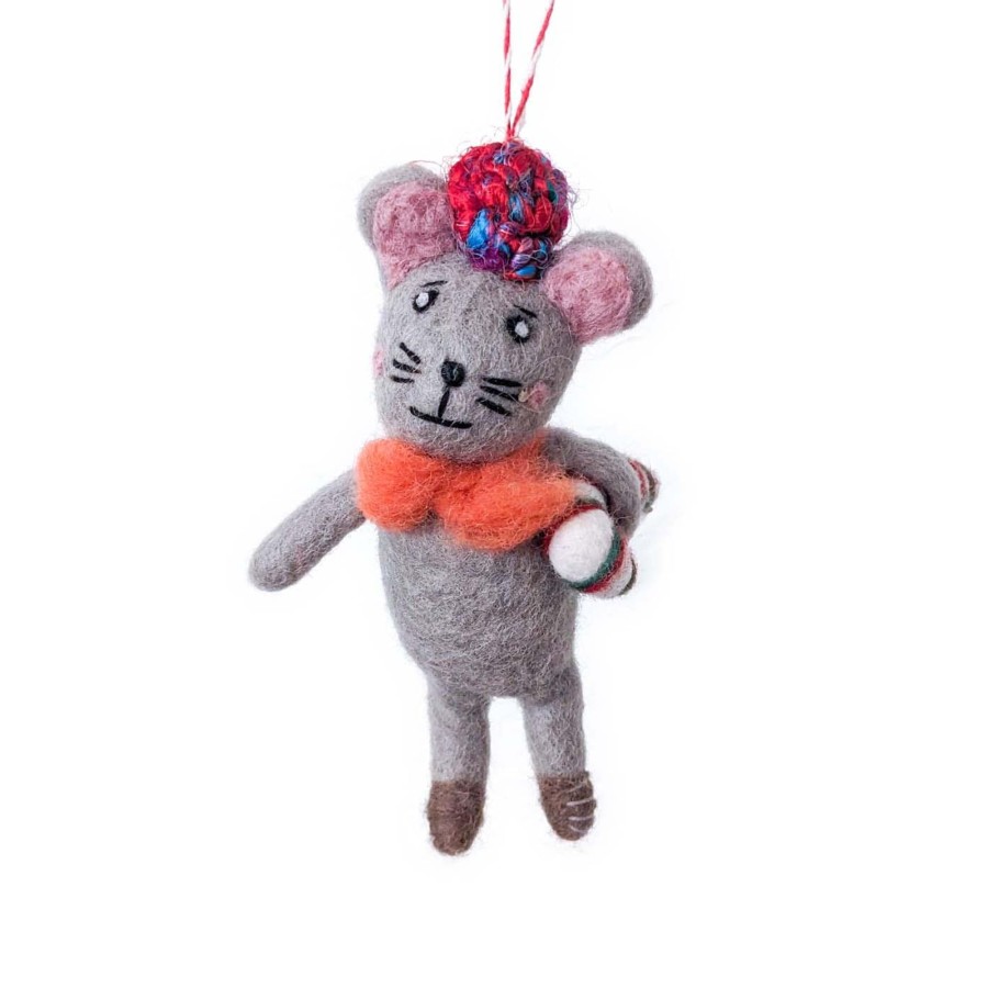 Eco Decor Friendsheep | Cesar The Candy Cane Mouse Eco Ornament