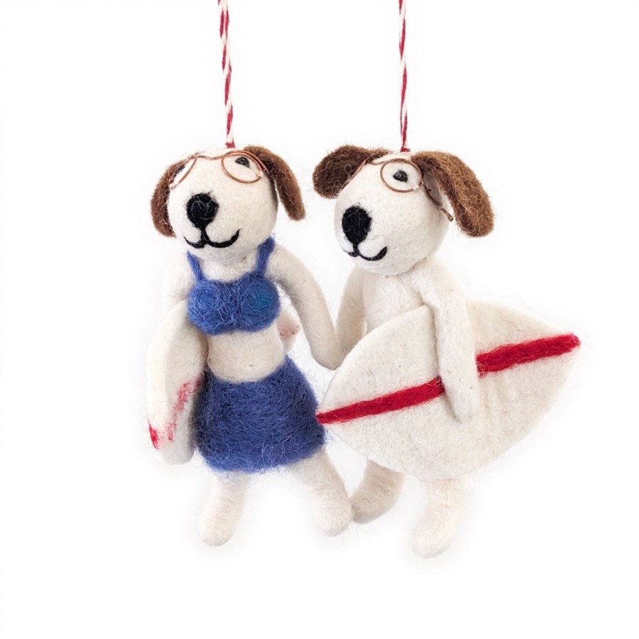 Eco Decor Friendsheep | Johnny And Tyler Surf Dog Eco Ornaments-Set Of 2